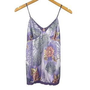 Xhileration Y2K Lavender Floral Silky Tank Top Medium